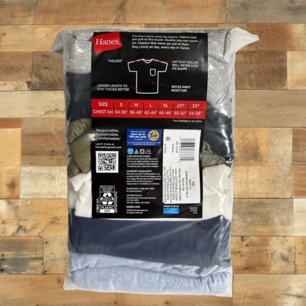 Hanes 6-Pack Pocket Tee Men's T-Shirt - Picture 2 of 9